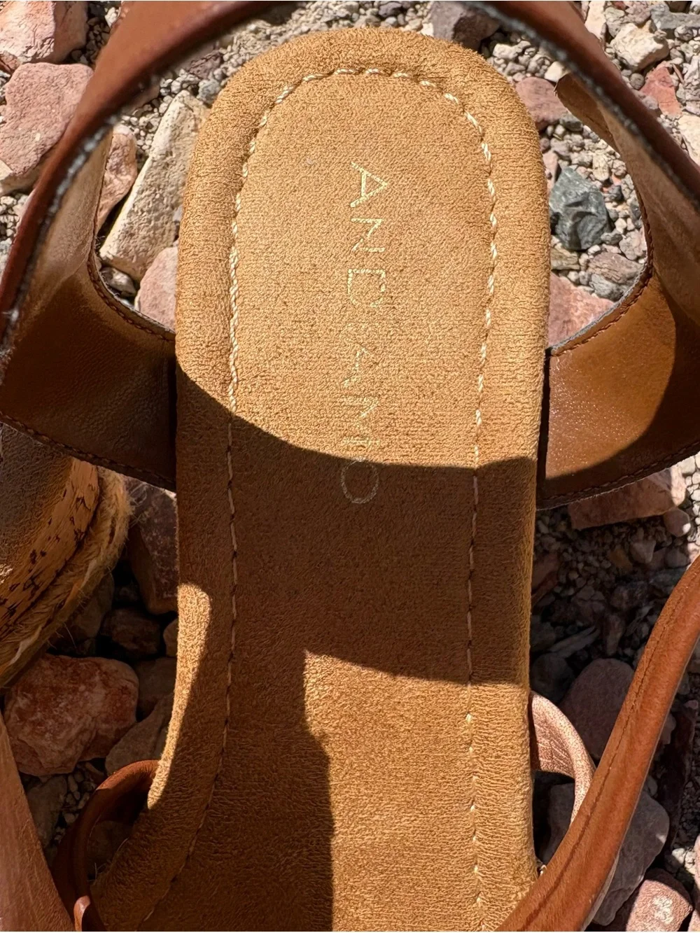 Abruce 7.5 Rhinestone Sandals Bronze Rose Gold Rope Cork 3” Wedge Heel